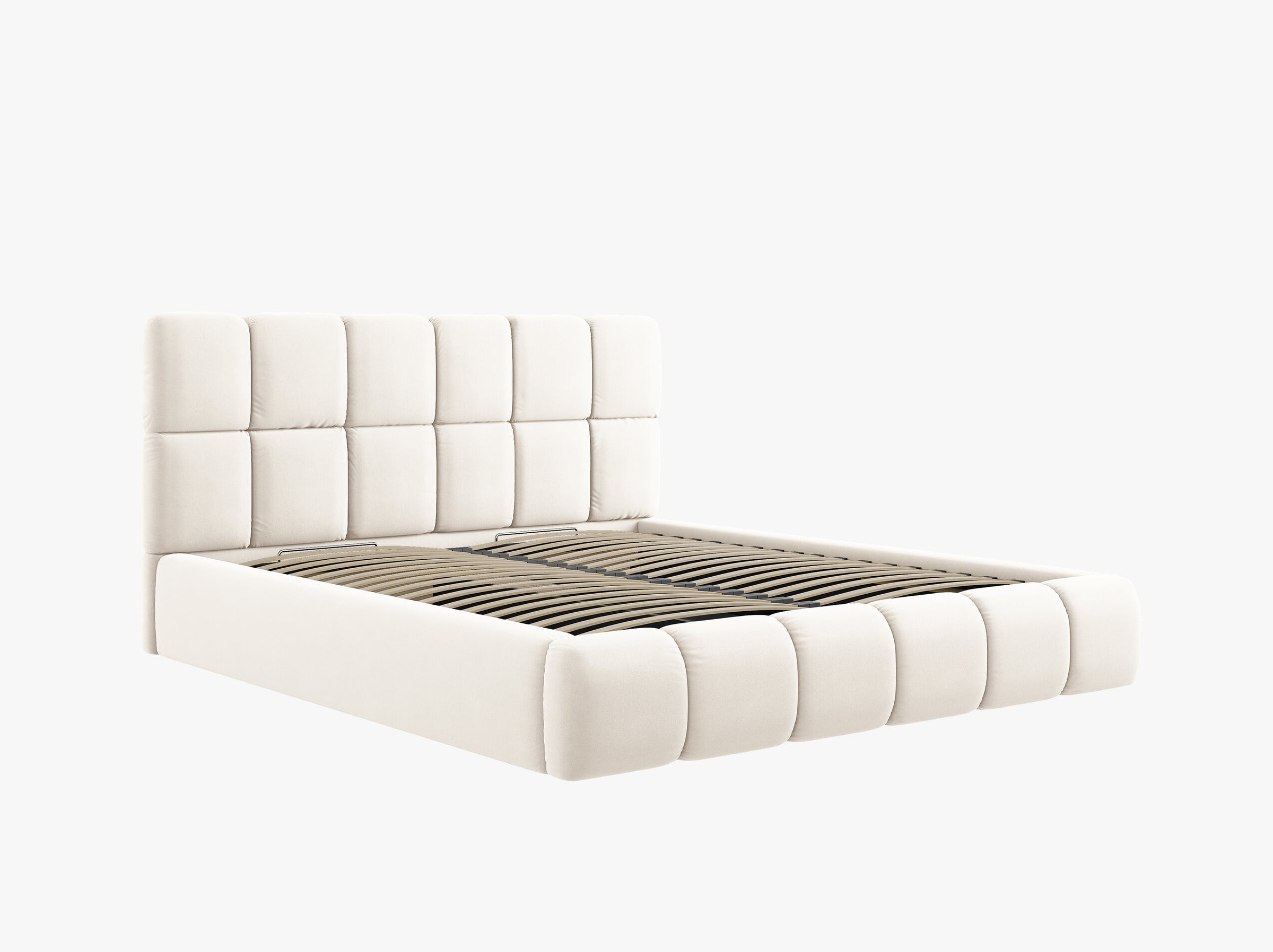 Bellis lits et matelas velours beige clair