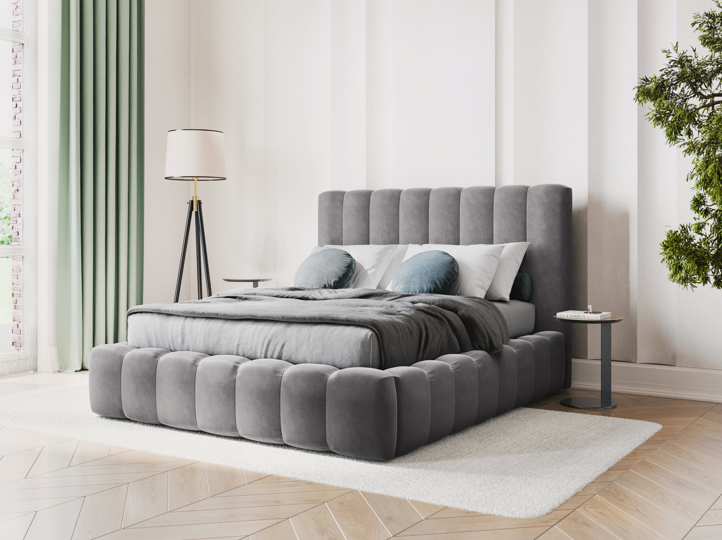 Kelp lits et matelas velours gris