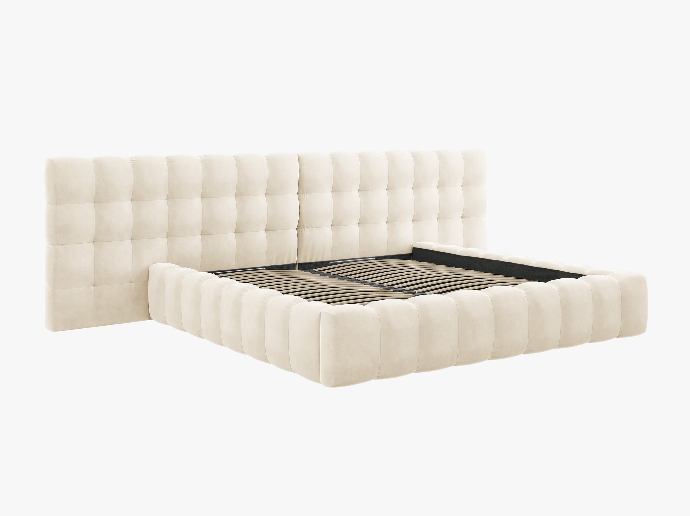 Mamaia lits et matelas velours beige clair