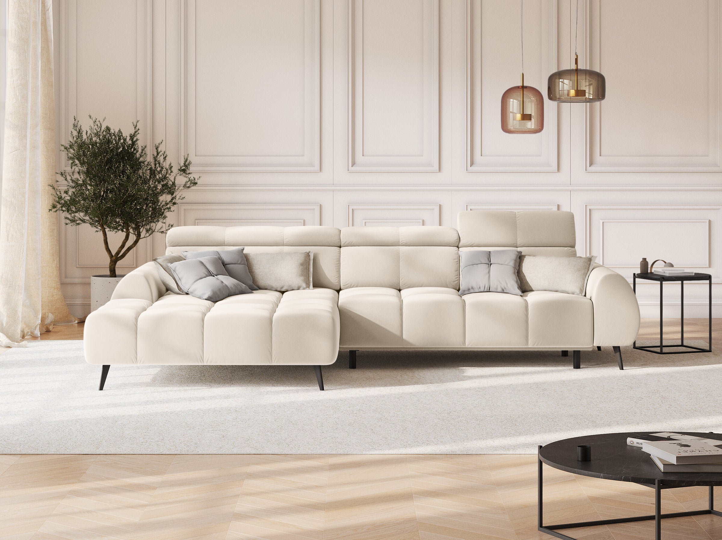 Alyse sofas velvet light beige