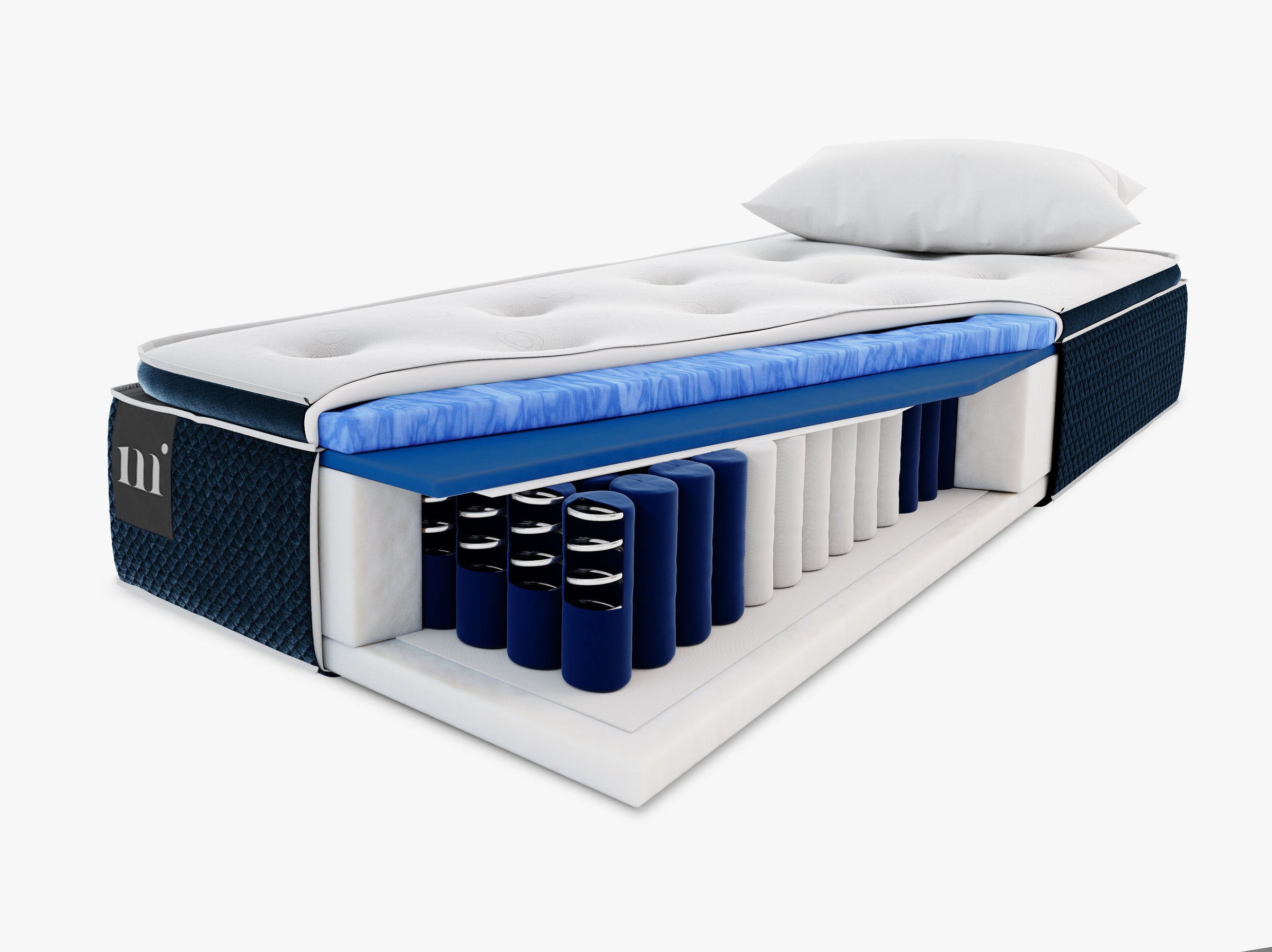 Beni camas y colchones tejido estructurado blanco y azul