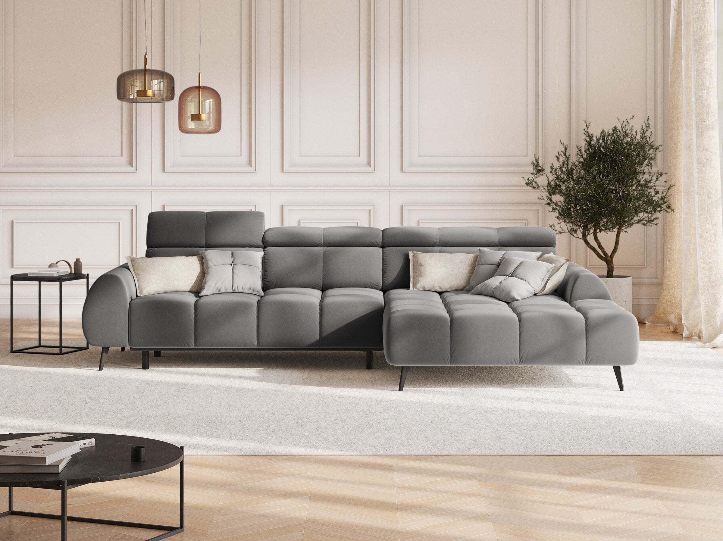 Alyse sofas velvet light grey