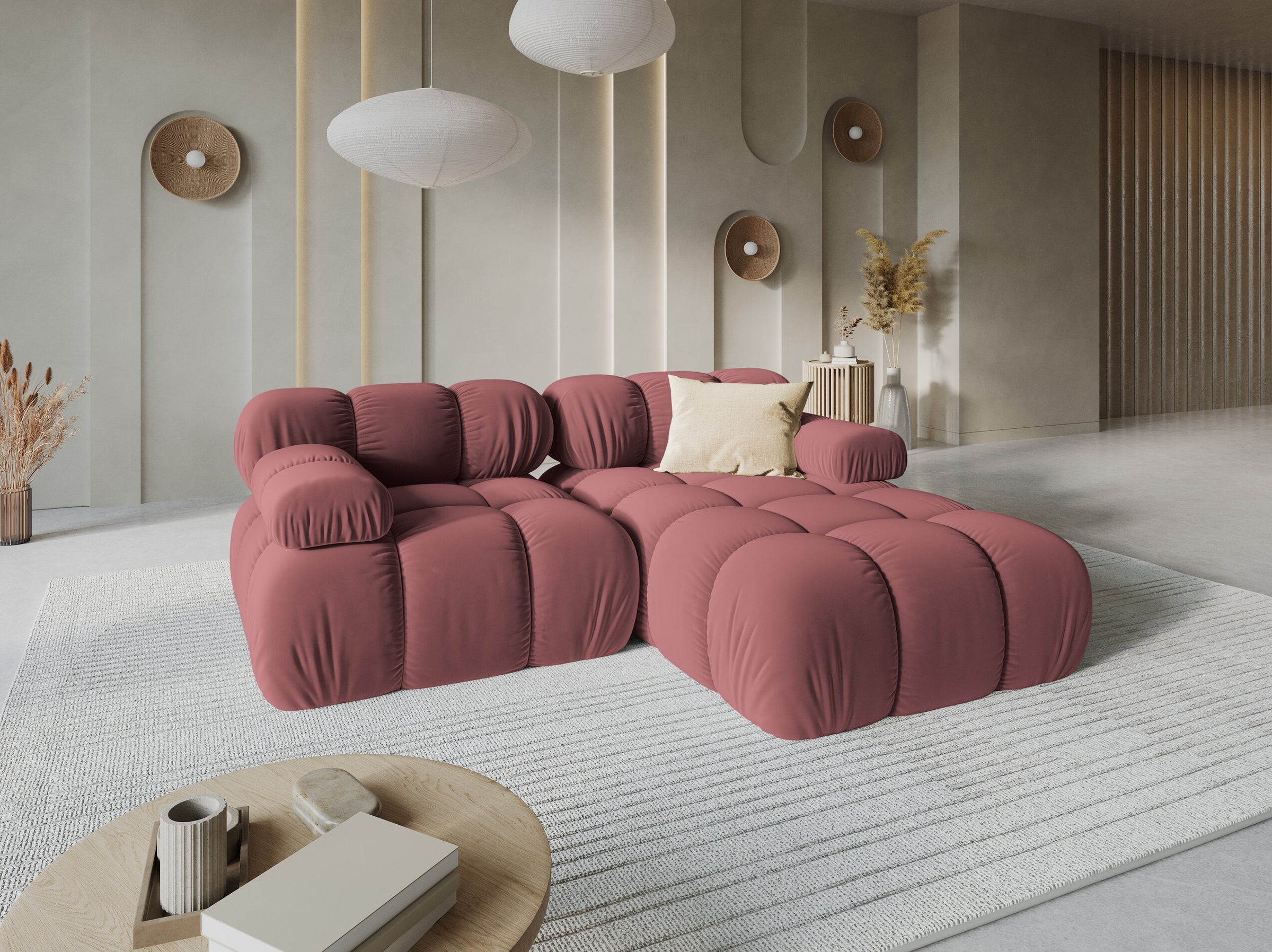 Bellis sofás terciopelo rosa