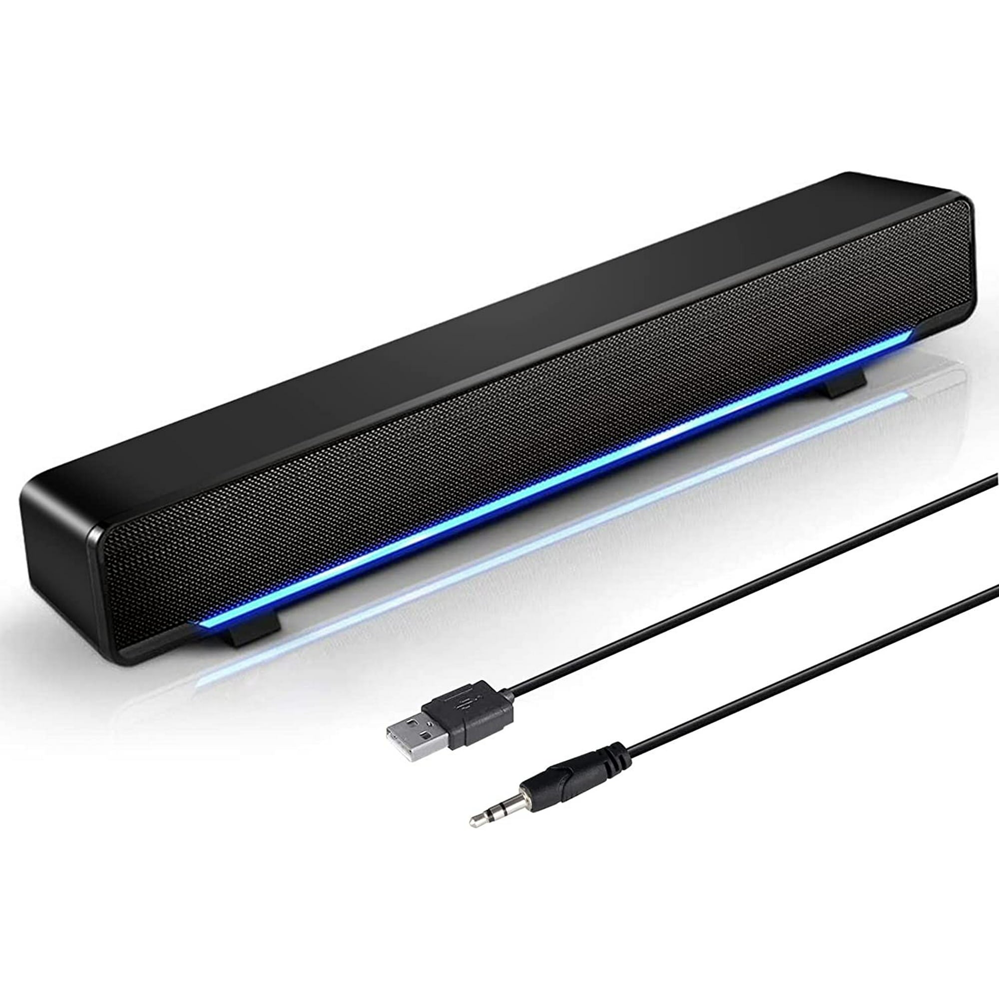 Computer Speakers, Wired Computer Soundbar Powered by USB, Small PC Speaker, Mini Sound Bar with HiFi-Quality Sound, Loud Volume, Rich Bass for Windows PCs, Desktop, Monitor, Laptops