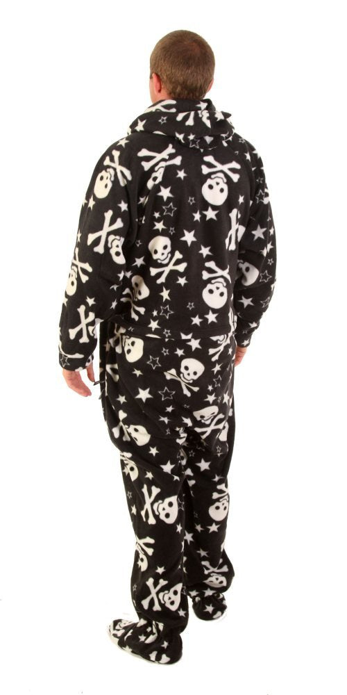 Skulls on Black Footed Adult Onesies Pajama Unisex X-Large – PajamaCity