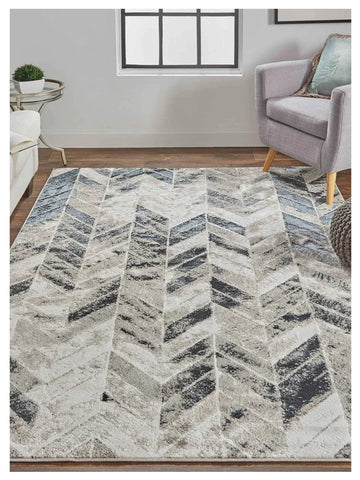 Feizy Micah 3048F Silver Black Graphic Machinemade Rug