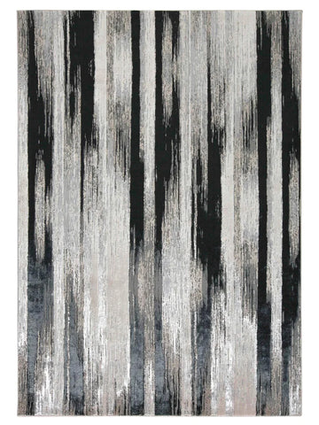 Feizy Micah 3338F Black Silver Abstract Machinemade Rug