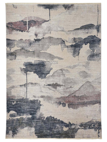 Feizy Kyra 3857F Blue Ivory Abstract Machinemade Rug