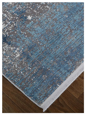Feizy Cadiz 39FWF Blue Gray Abstract Machinemade Rug