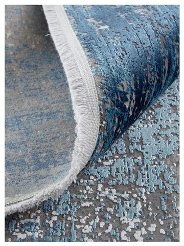 Feizy Cadiz 39FWF Blue Gray Abstract Machinemade Rug