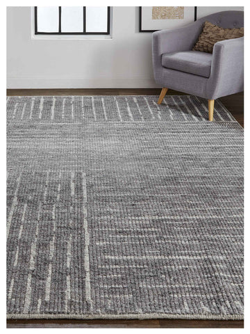 Feizy Alford 6913F Charcoal Linear Knotted Rug