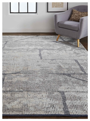Feizy Alford 6925F Gray Charcoal Abstract Knotted Wool Rug