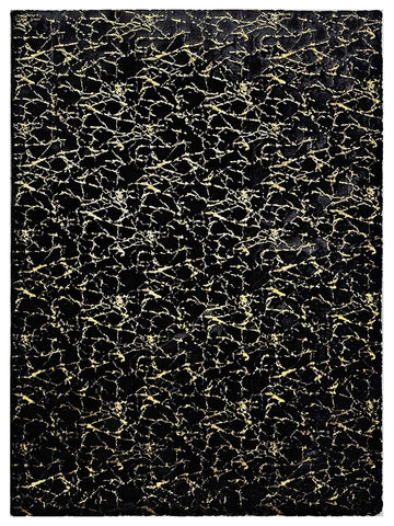 American Cover Design Fur Rabbit Fur Foil Black Gold Modern Machinemade Rug