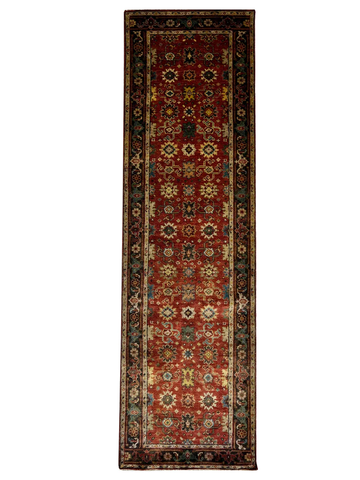 Mahal Red Charcoal Knotted Runner carpet