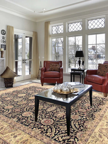 Michelle Black Gold Traditional Knotted Rug