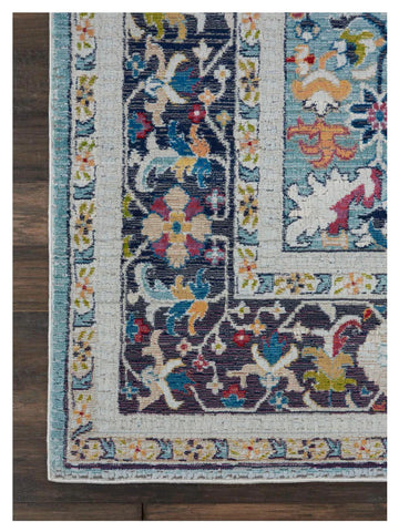 Nourison Ankara Global ANR14 Teal Multicolor Traditional Machinemade Rug