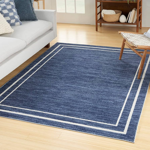 Nourison Home Nourison Essentials NRE02 Navy Ivory Contemporary Machinemade Rug