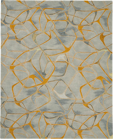 Nourison Home Symmetry SMM05 Grey Yellow Contemporary Tufted Rug