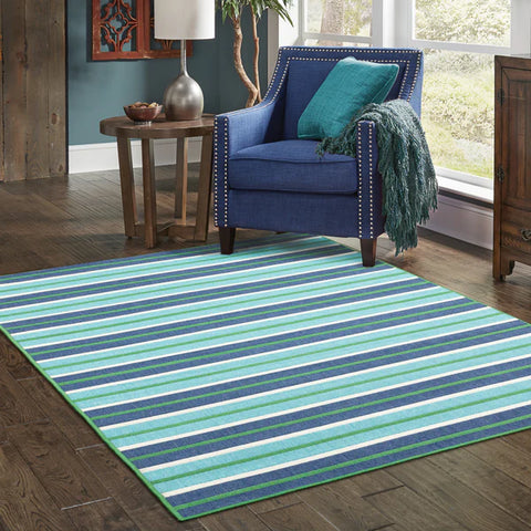 Oriental Weavers MERIDIAN 9652F Blue Green Outdoor Machinemade Rug