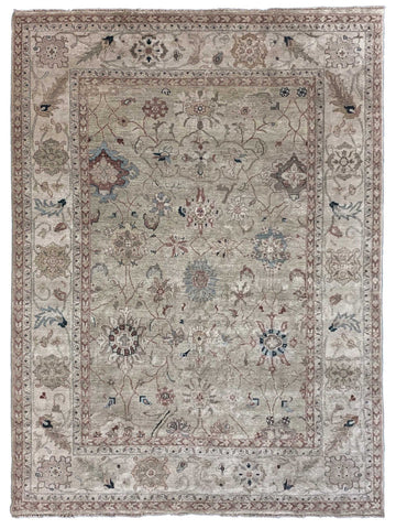 Artisan Priscilla Lt.Green Ivory Traditional Knotted Rug
