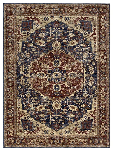 Stana Blue Red Traditional Machinemade Rug