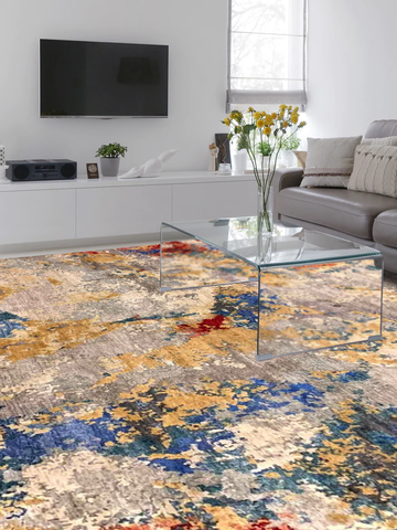 Toni Multi Abstract Transitional Knotted Rug