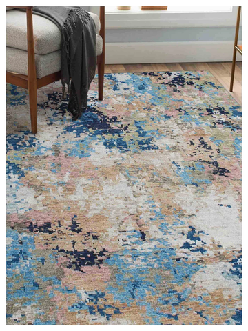 Vintage Modern Blue Abstract Knotted carpet