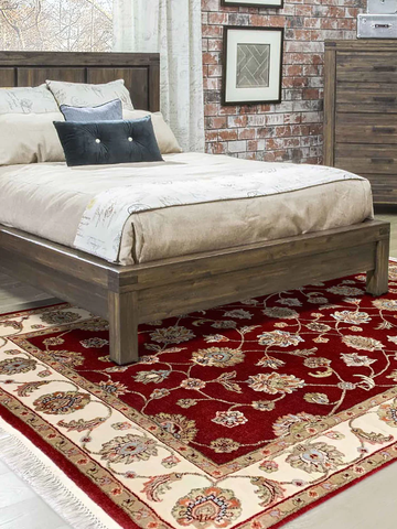 Winona Red Ivory Knotted Wool And Silk Rug