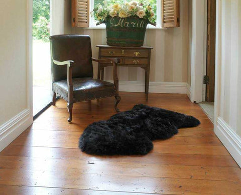 Auskin Shawnee Premium Single Black Sheepskin Crafted Rug