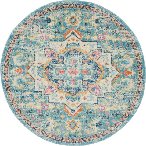 Nourison Passion PSN25 Ivory Light Blue Traditional Machinemade Rug