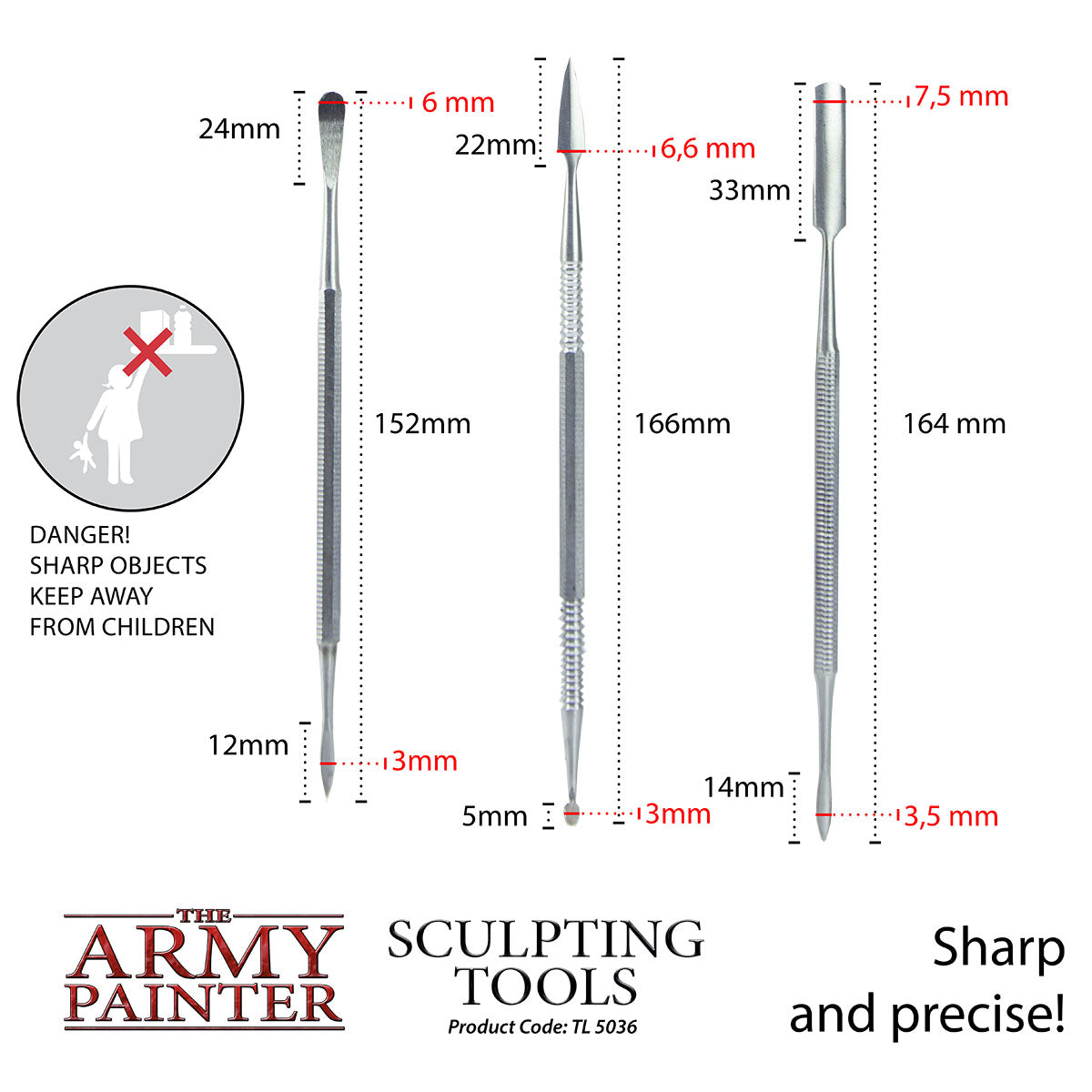  The Army Painter Tweezer - 2-Piece Precision Tweezers Set of  Sharp Tweezers Precision & Fine Pointed Tweezers for Assembling Miniatures-  Small Crafting Tweezers: 95 mm Flat Tip & 103 mm Pointy
