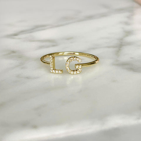 large gold initial ring