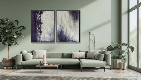 Trendy and elegant luxury wall art for design enthusiasts. Luxury interior in sage green. Top trendy colours of 2024.