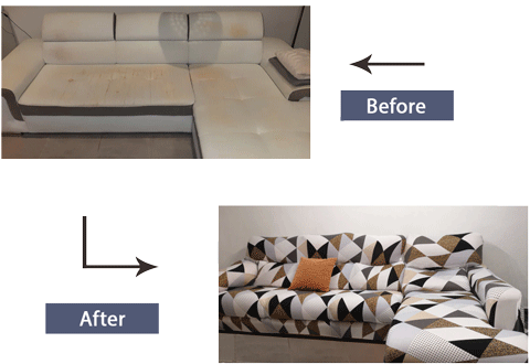 Before and After Sectional Cover | Comfy Covers