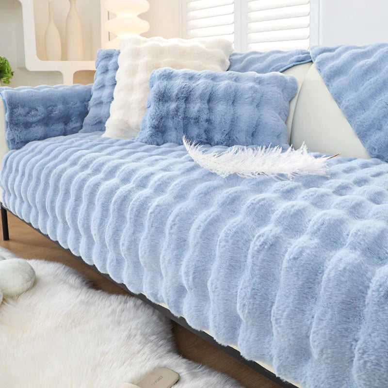 Plush Couch Protector in Sky Blue Color
