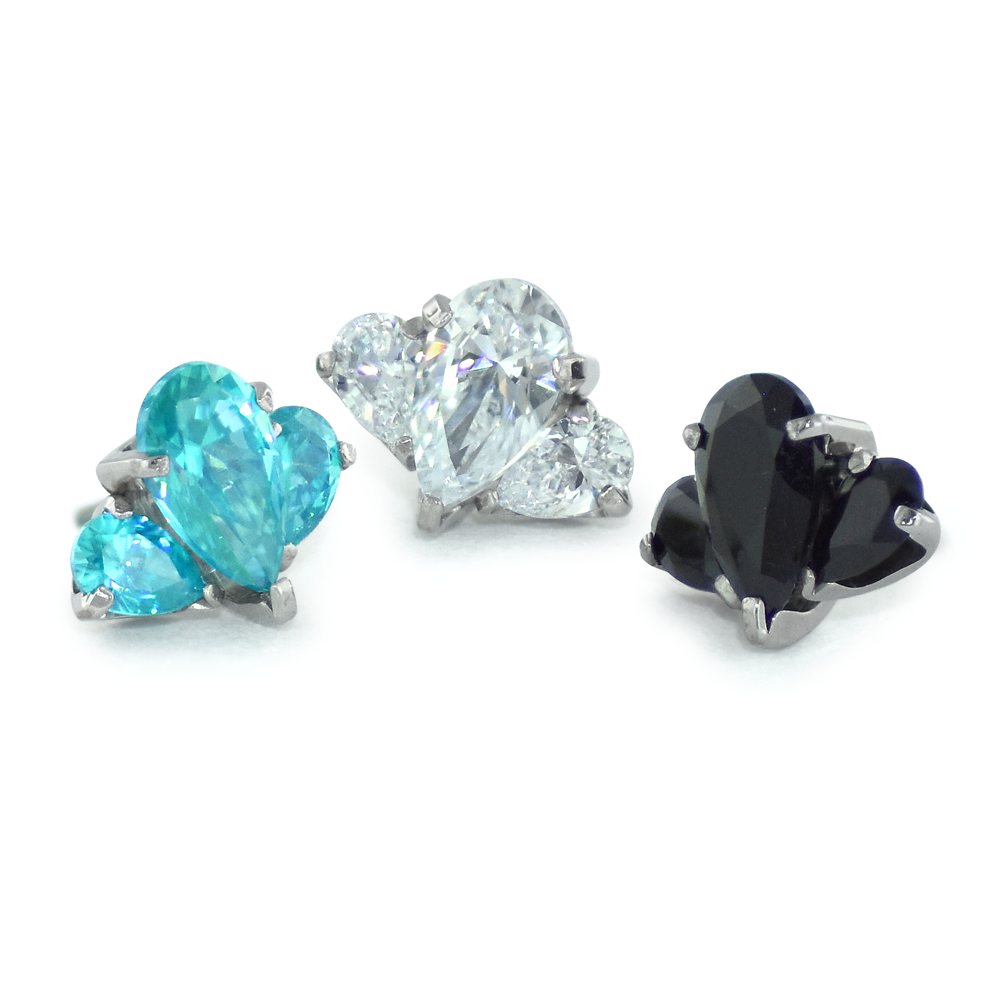 Titanium Pear Cut Gem Fan Clusters - Monochrome