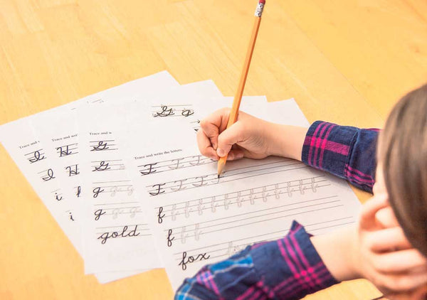 Practicing cursive for 20 minutes per day helps kids learn cursive.