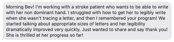 Text message about a patient.