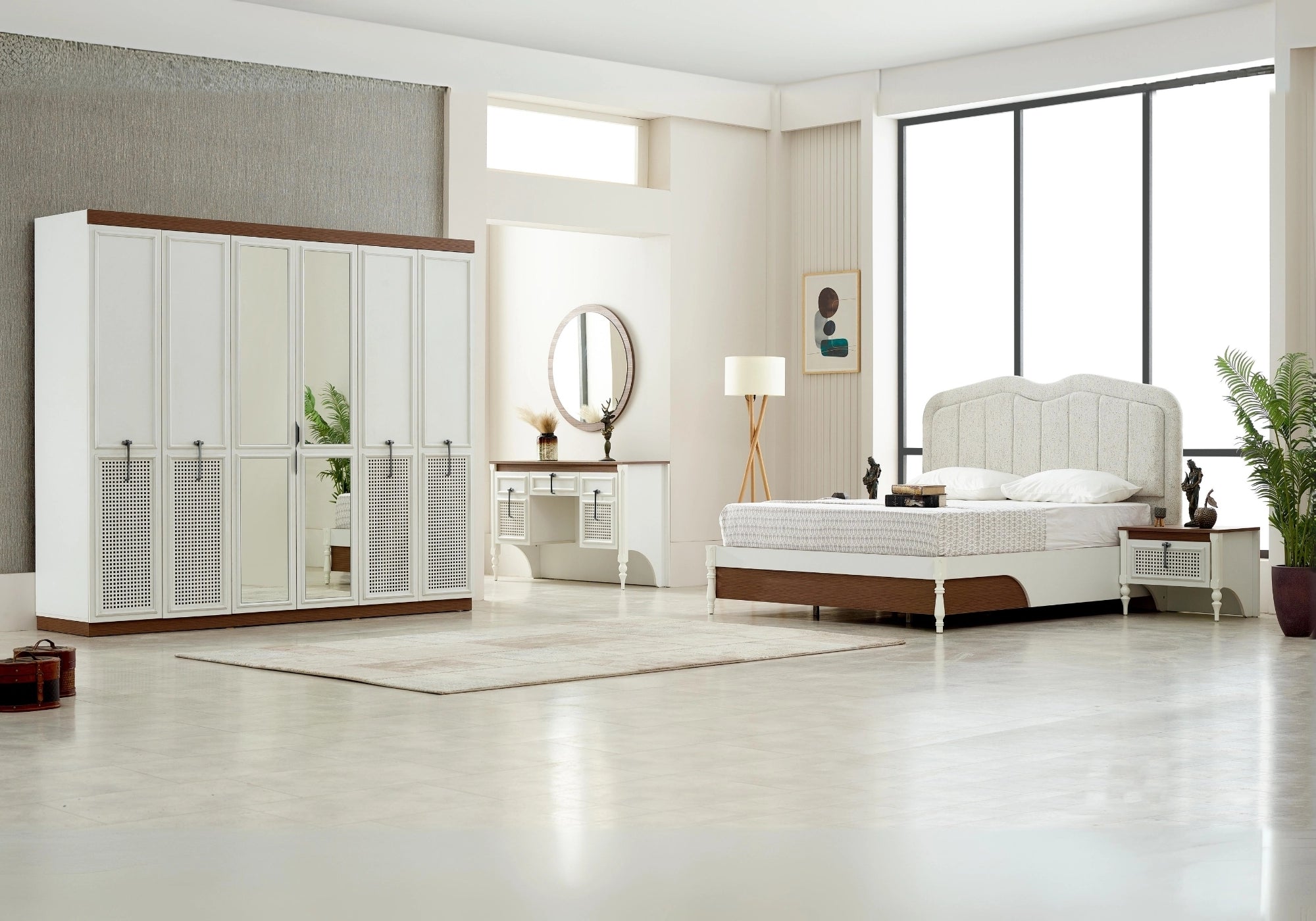 Chambre à coucher en bois blanc SUIT