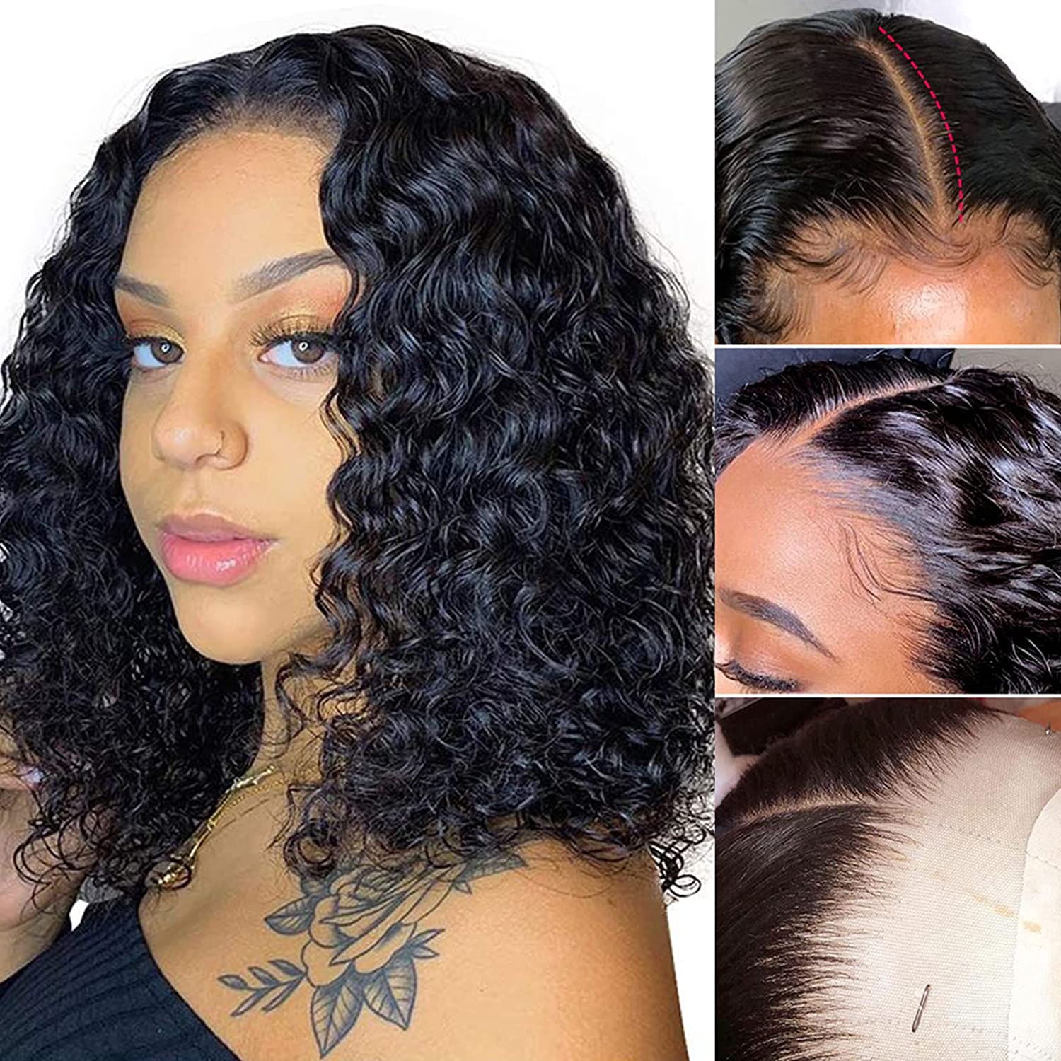 Curly Bob Wig Pre Plucked Remy Hair