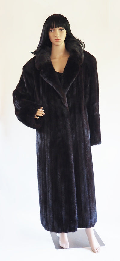 American Legend Top Quality Dark Ranch Black Mink Fur Coat Jacket L/XL Unisex - Purple Shoshana Furs