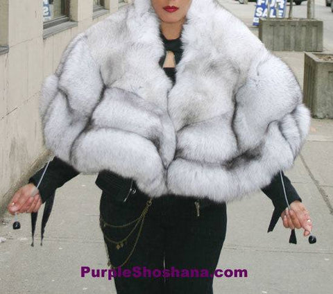 silver blue fox fur coat