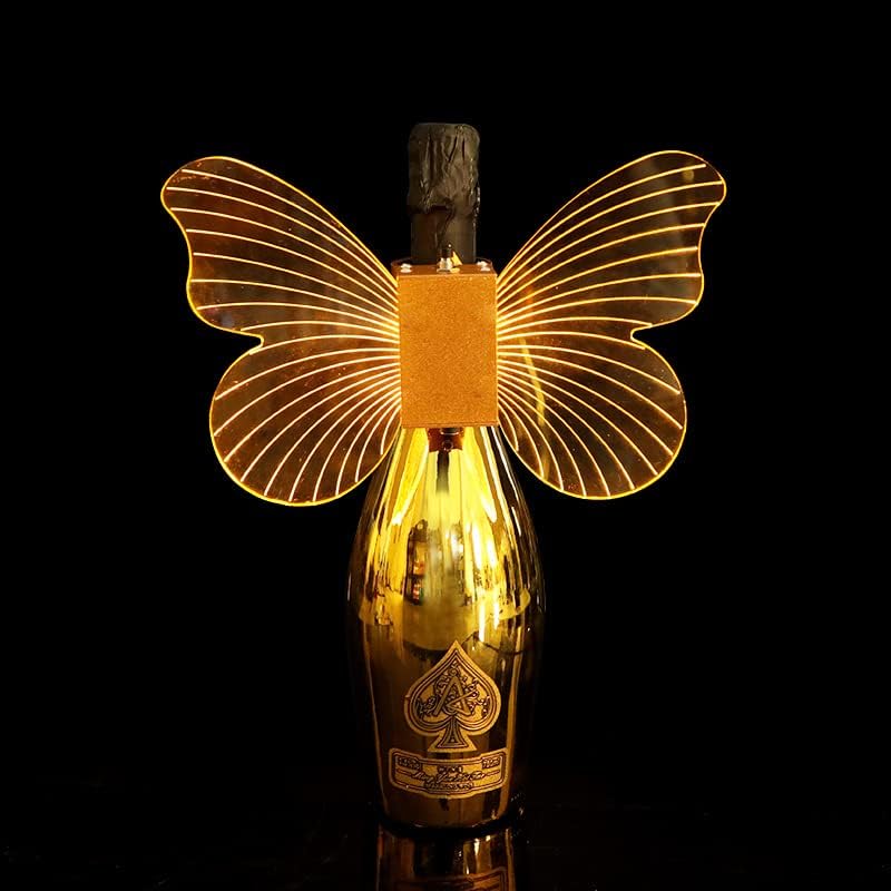 Butterfly Night Lights LED Strobe Baton, Champagne Sparkler Light Flash Stick Service Bottle Topper Lamp for Bar Party Club