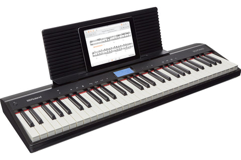 Roland GO:PIANO with tablet on music rest