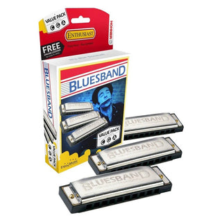 Hohner 3P532BX- Blues Harp 3 Pack M3 Harmonicas in Keys of C, G, A