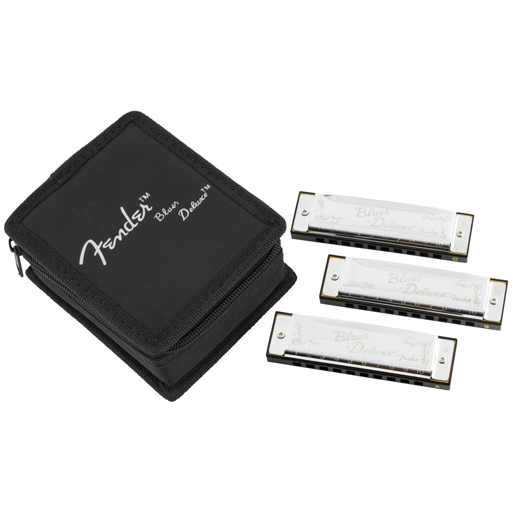 Fender Blues Deluxe Harmonica with Case (Pack of 3)