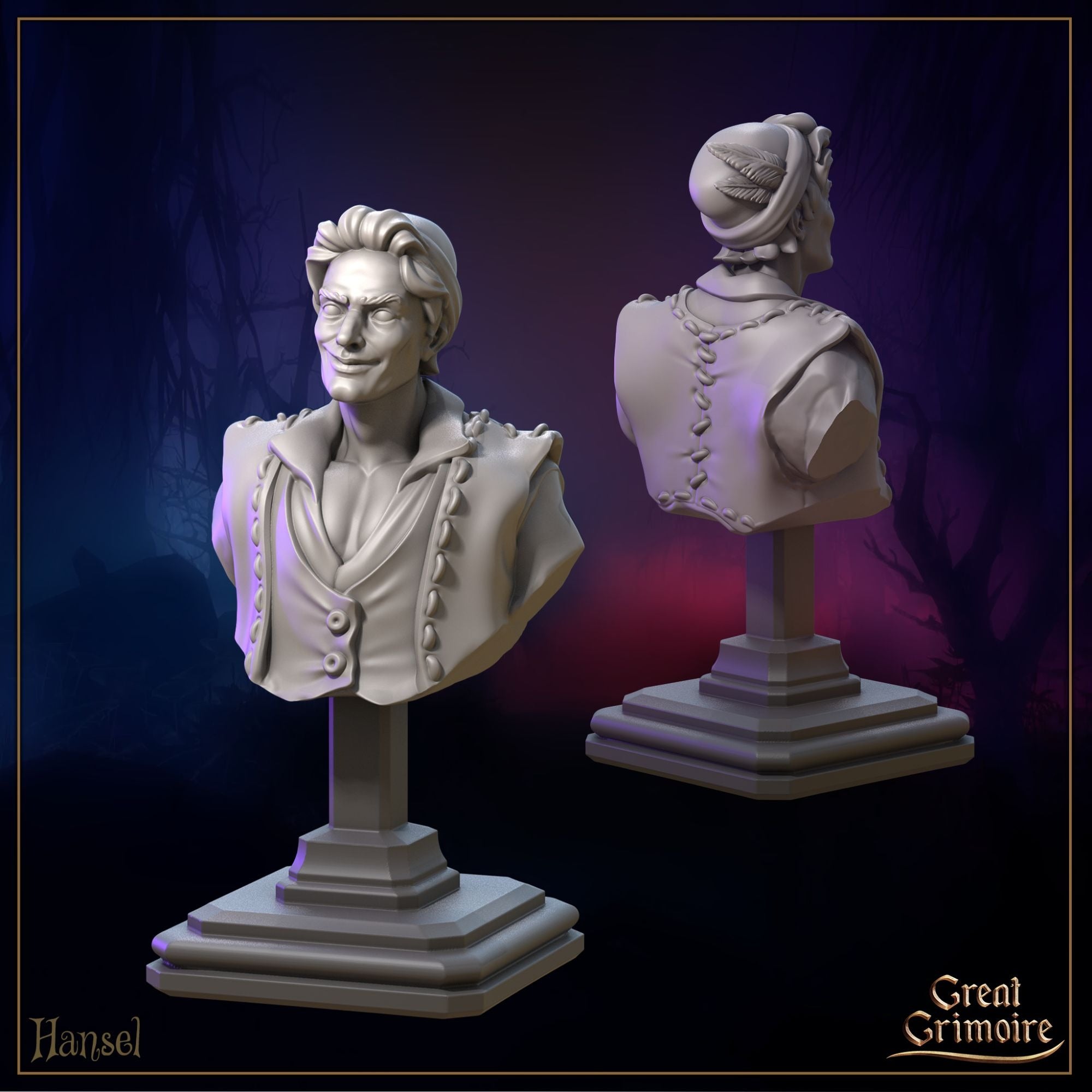 Hansel the Forest Guide BUST - 3d printed Miniature by Great Grimoire
