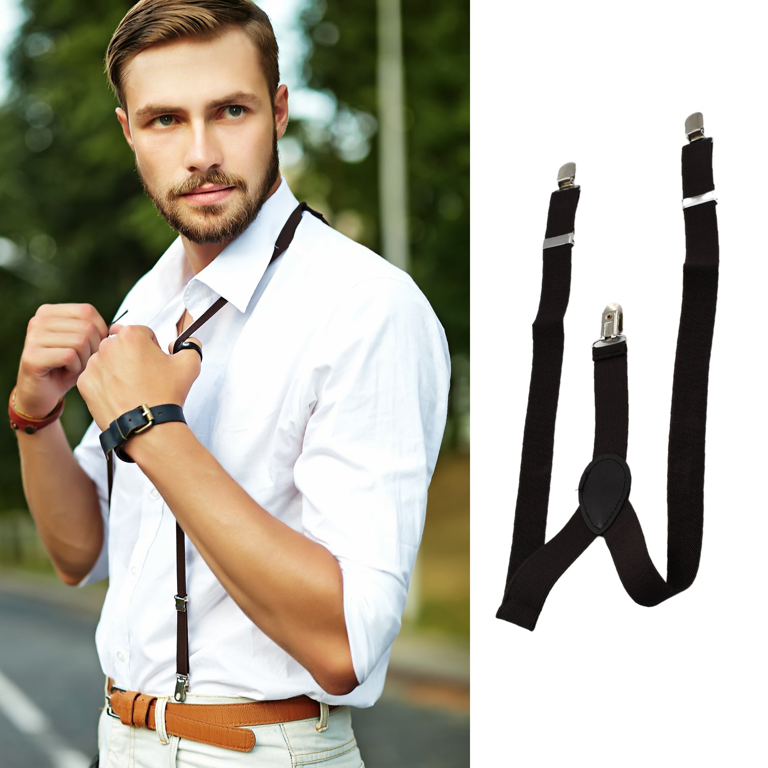 Suspenders Adjustable - Elastic Y Shape Soild Color Suspender Metal Clip Elastic Casual and Formal Suspenders for MEN boys women girls