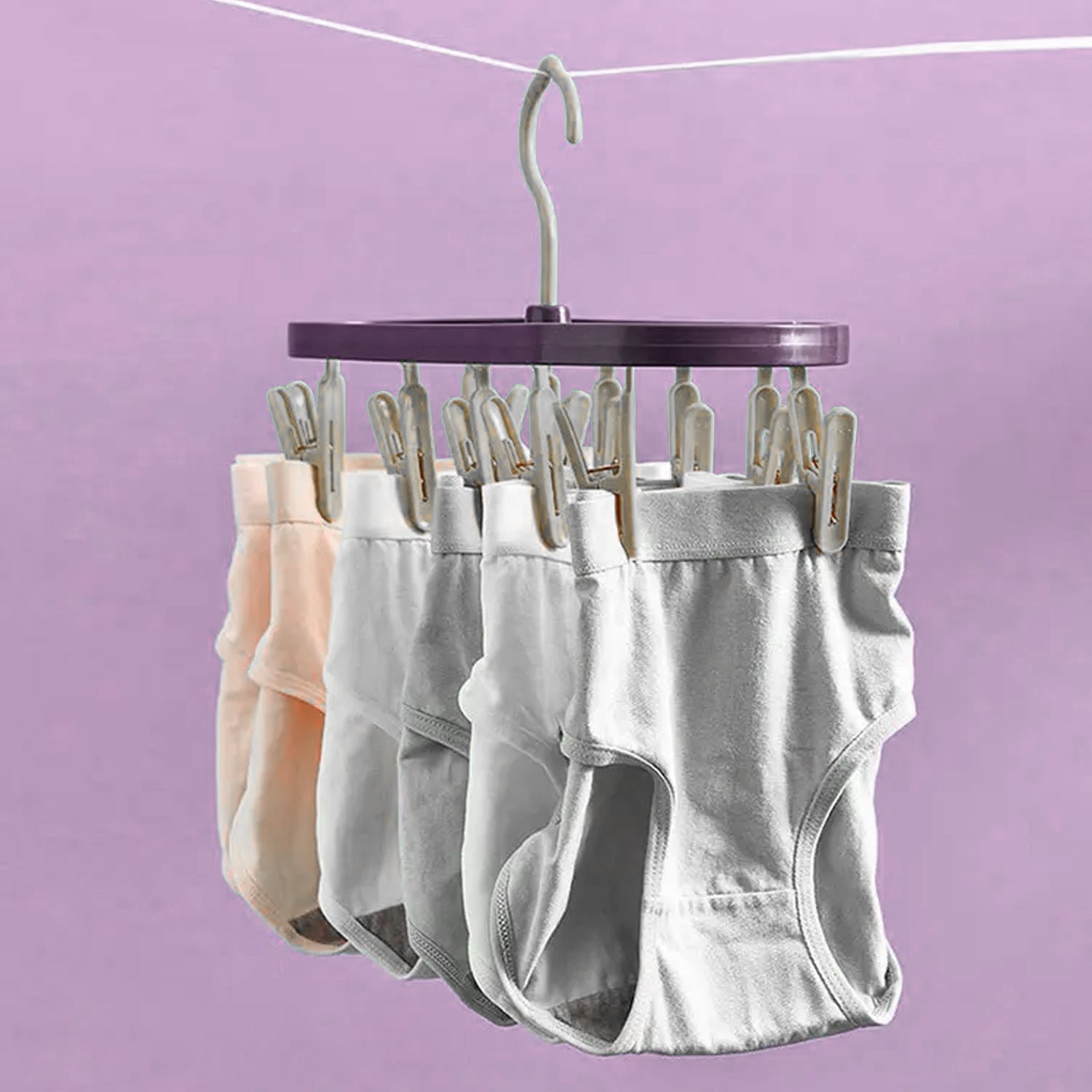 6919C  CLOTHESPIN RACK LAUNDRY DRYING RACK, CLOTHES HANGERS WITH 8 CLIPS, CLIP HANGER DRIP HANGER FOR DRYING UNDERWEAR, BABY CLOTHES, SOCKS, BRAS, TOWEL, CLOTH DIAPERS, GLOVE