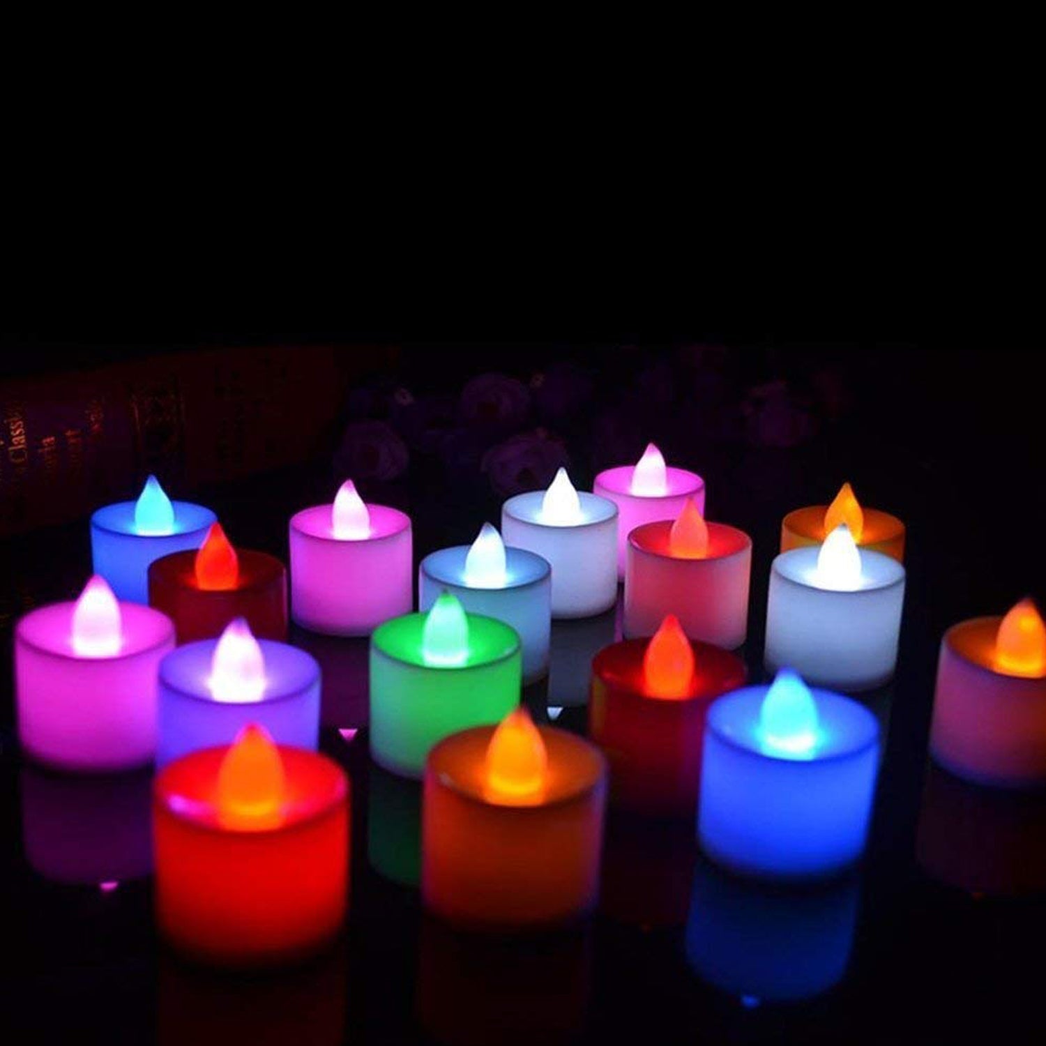 6463 24Pcs Festival Decorative - LED Tealight Candles | Battery Operated Candle Ideal for Party, Wedding, Birthday, Gifts (Multi Color) ( Diya , Divo , Diva , Deepak , Jyoti ,)